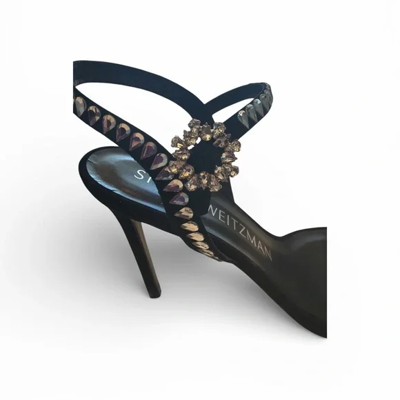 Stuart Weitzman Black Heels with Silver Embellishments - Picture 7 of 9